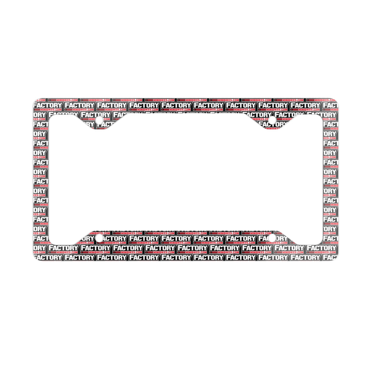 Factory Metal License Plate Frame - Black Background - Factory Minibikes