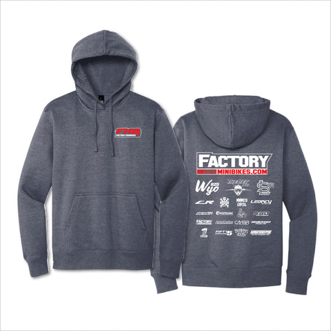 New Factory Team Race Style Pull Over Hoodie - Adult Sizes - Factory Minibikes