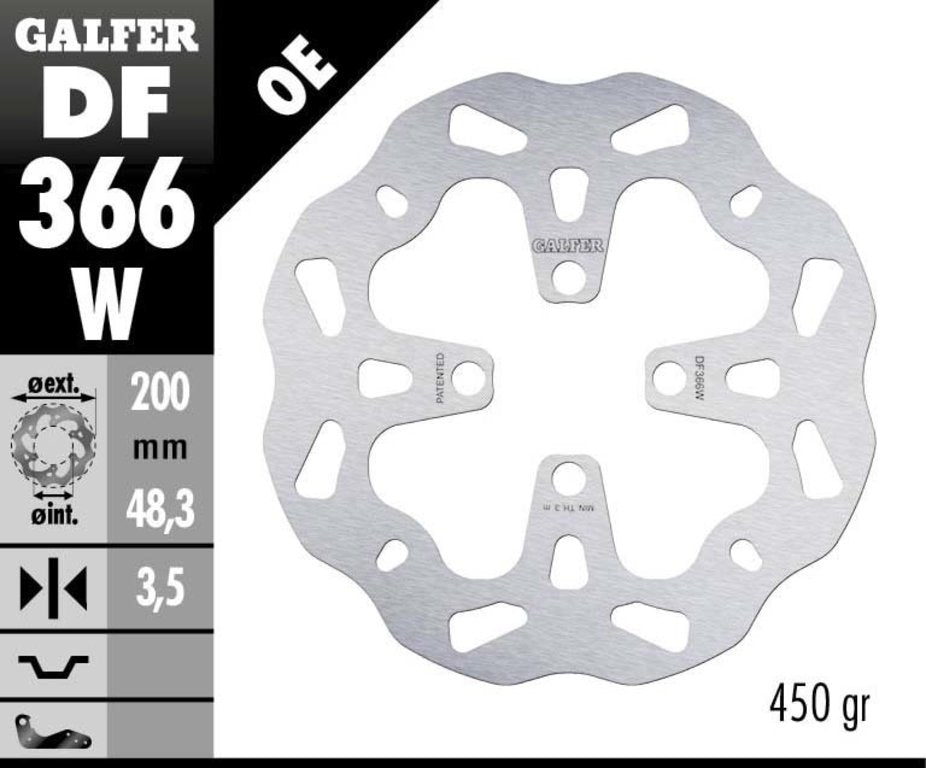 Galfer Front Solid Mount Wave Rotor - Brake Disc - DF366W - 200mm