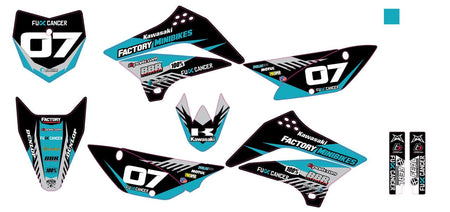 KLX110 Factory Minibikes Custom Graphics Kit w/ Name & Numbers - Factory Minibikes