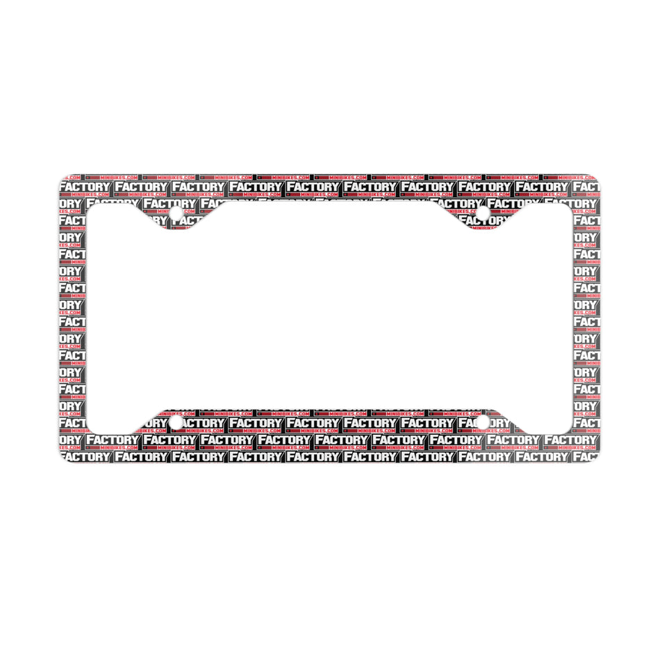 Factory Metal License Plate Frame - Black Background - Factory Minibikes