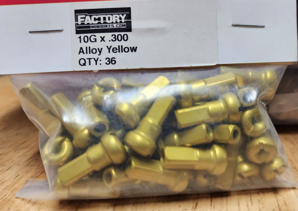 Anodized Alloy Nipple Kits - 10G x .300" - 36pcs - Factory Minibikes