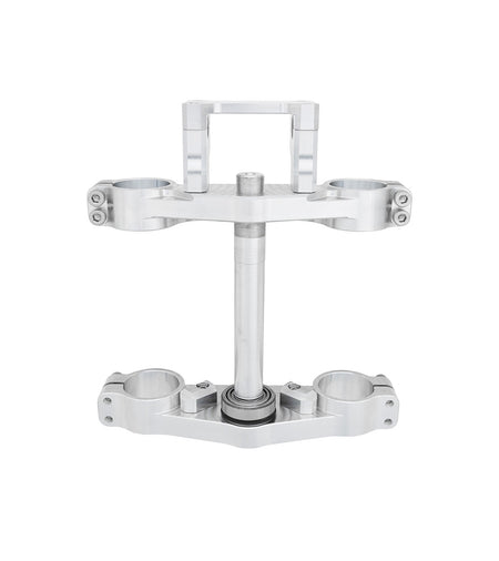 PCM Triple Clamp, Billet CNC, Raw/Silver – KX85/KLX140 - TB Parts TBW2054