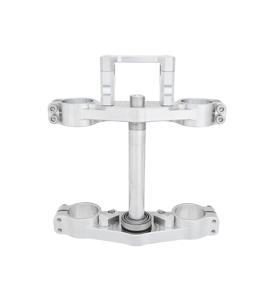 PCM Triple Clamp, Billet CNC, Raw/Silver – KX85/KLX140 - TB Parts TBW2054