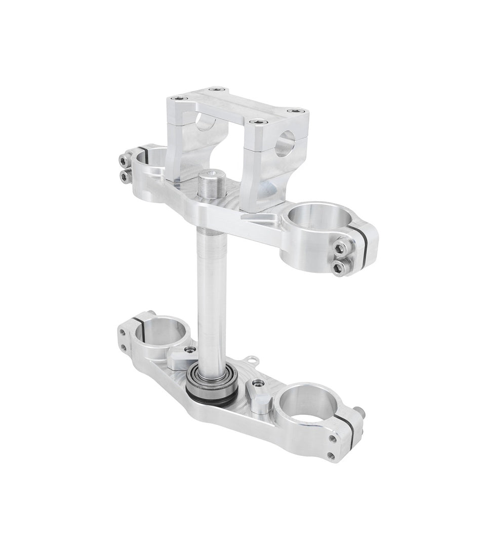 PCM Triple Clamp, Billet CNC, Raw/Silver – KX85/KLX140 - alternate view 2