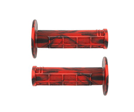Grip Set, Motocross, Black & Red, Half Waffle, Soft Compound – 7/8″ - TB Parts TBW2089