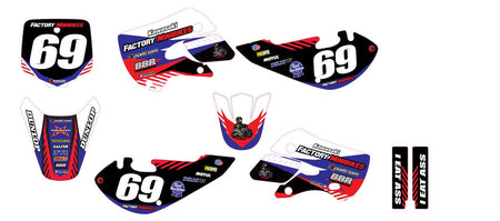 KLX110 Factory Minibikes Custom Graphics Kit w/ Name & Numbers - Factory Minibikes