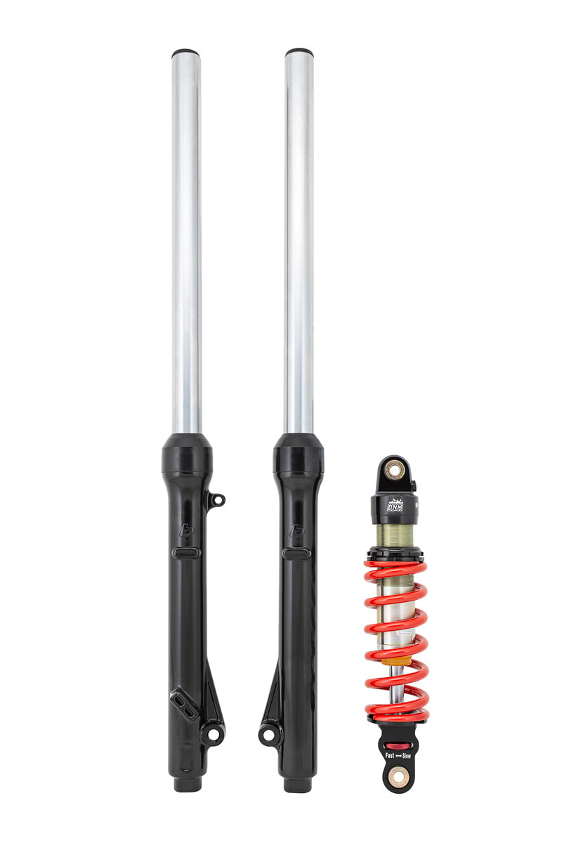 Extended Fork Assembly & DNM 300# Shock Kit - KLX110/L w/ 290mm Shock - Factory Minibikes