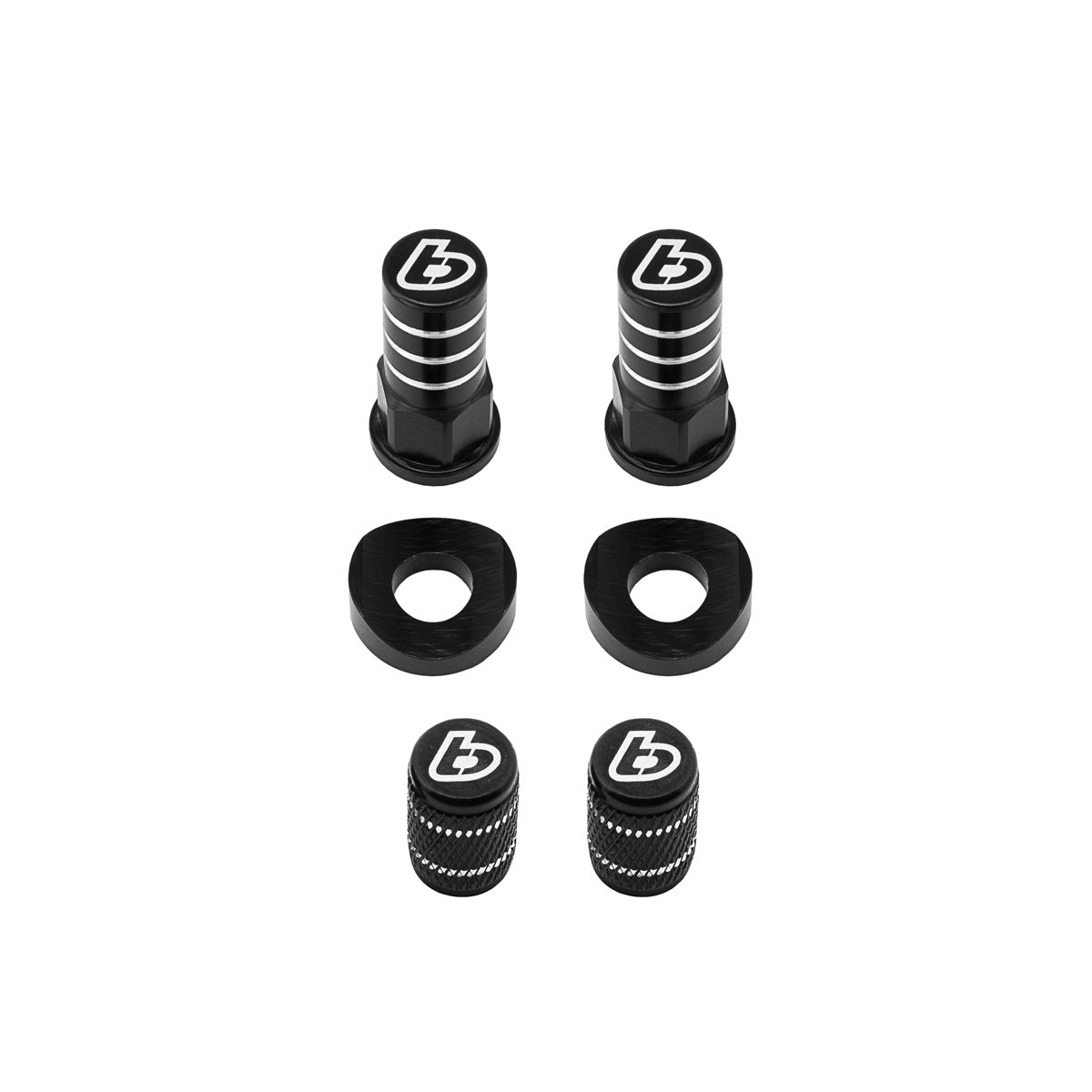 TB Valve stem & rim lock Cap set, Black - TB Parts TBW9413