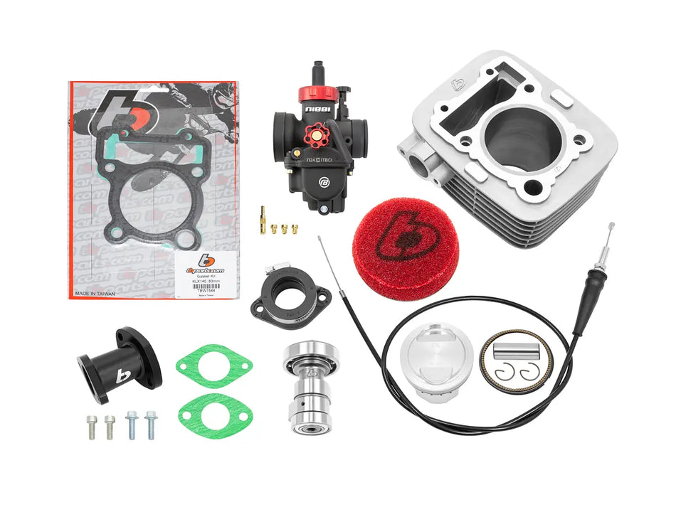 High Comp 170cc Big Bore Kit w/ Forged Piston, Cam & 24mm Nibbi Carb Kit - All KLX140 - Factory Minibikes