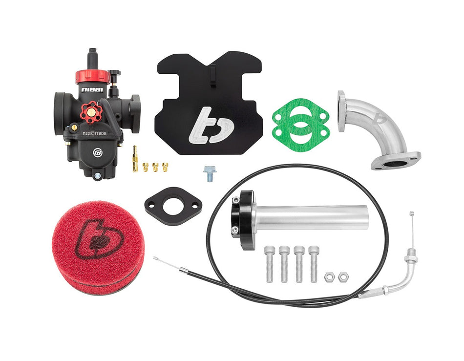 TB Parts Nibbi 22mm carb kit with black billet throttle for TTR110
