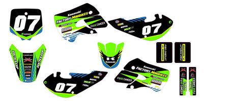 KLX110 Factory Minibikes Custom Graphics Kit w/ Name & Numbers - Factory Minibikes