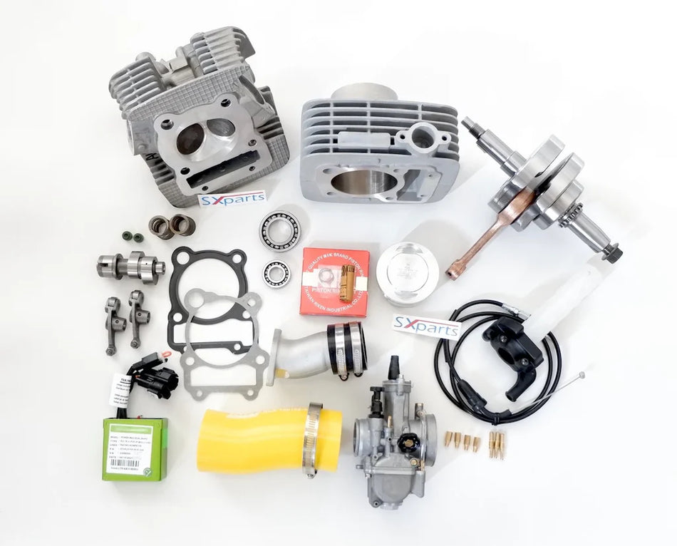 220cc Big Bore Stroker Kit - 34/29 Big Valve w/ PWK32 Carb Kit - All KLX140 - Factory Minibikes