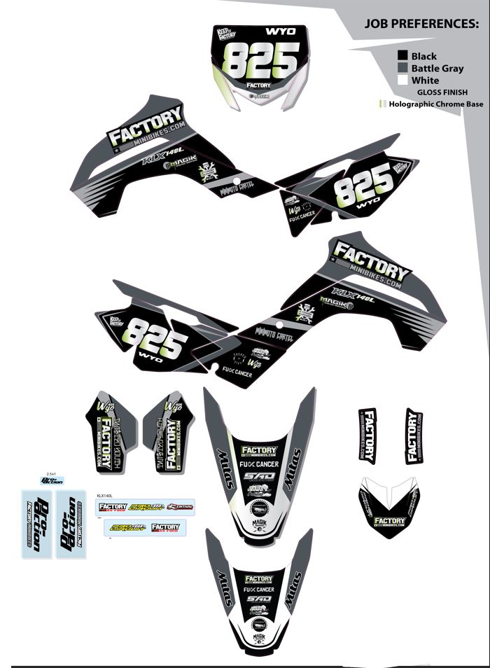 【希少】カーペンター GT-γ140 アワビ貼り 240mm 140g 未使用 KLX140/L/G/RF Factory Minibikes Custom Graphics Kit w/ Name & Numbers