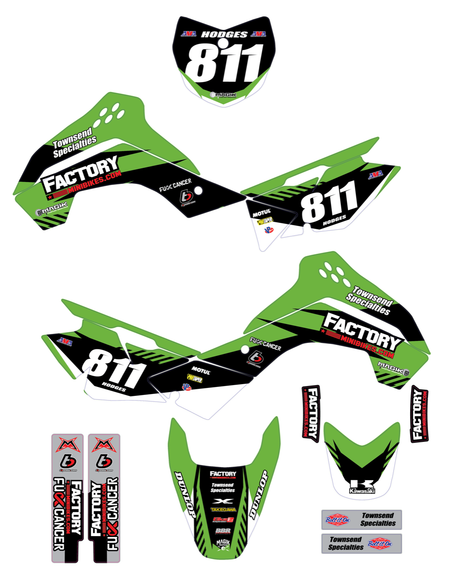 KLX140/L/G/RF Factory Minibikes Custom Graphics Kit w/ Name & Numbers - Factory Minibikes