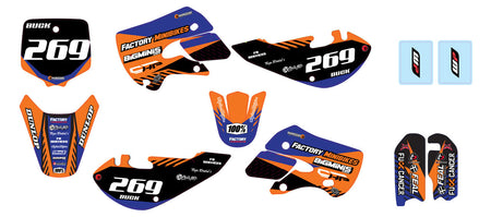 KLX110 Factory Minibikes Custom Graphics Kit w/ Name & Numbers - Factory Minibikes