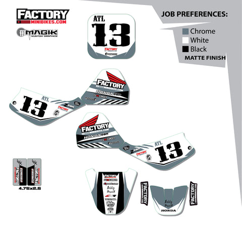 Z50 Factory Minibikes Custom Graphics Kit w/ Name & Numbers - Factory Minibikes