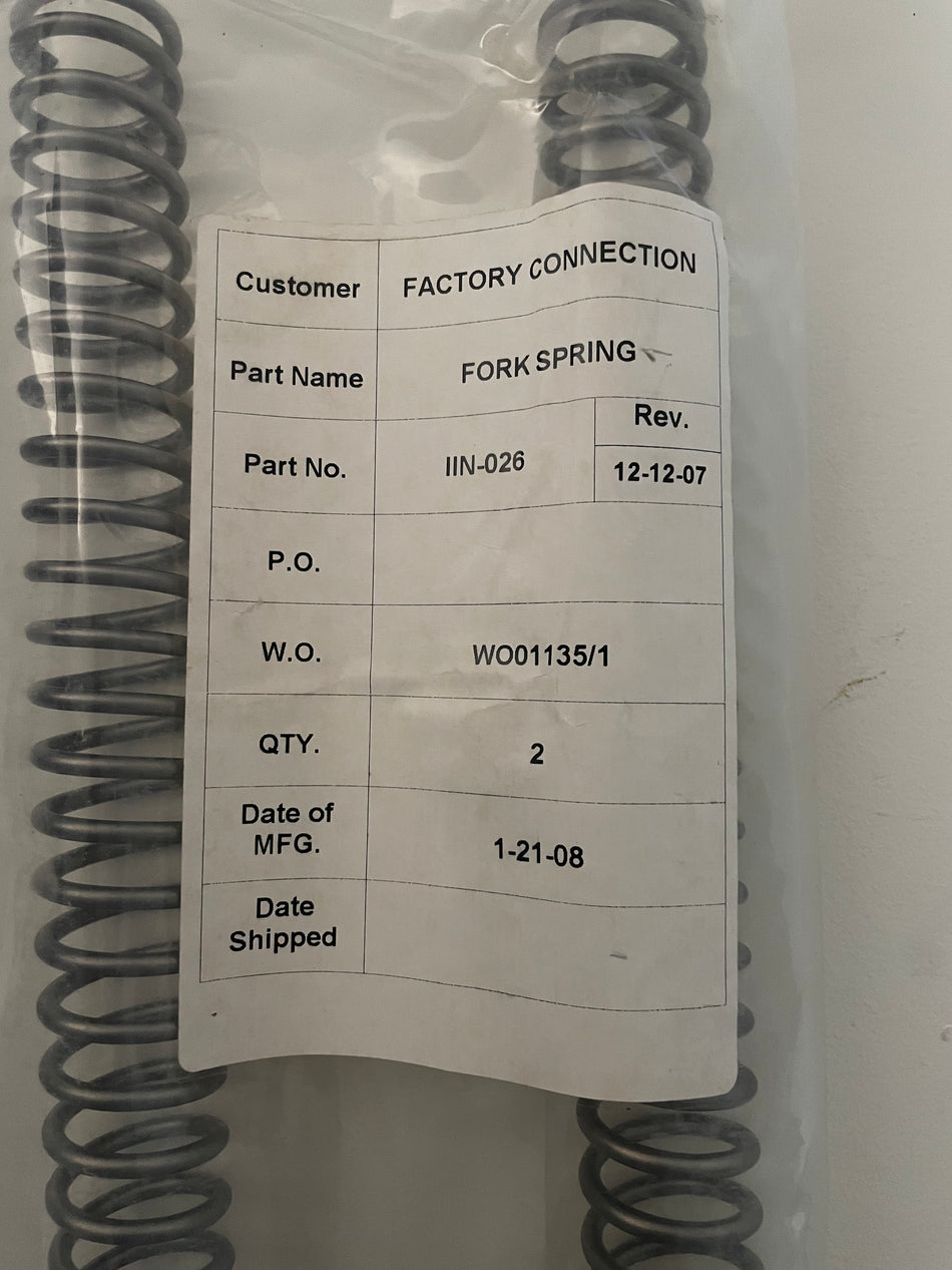 GARAGE SALE -- CR85 & CRF150 Factory Connection Fork Spring .26KG IIN-026 - Factory Minibikes
