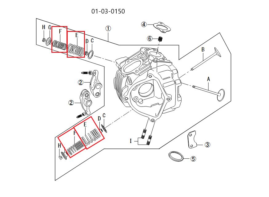 Takegawa SuperHead+R valve spring set location diagram for part 01-12-0106