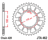 JT Racelite Rear Sprocket 428 Pitch - Black - KLX140/L - Factory Minibikes