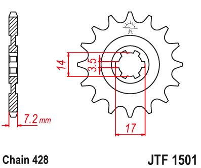 Front Sprocket 428 Pitch - KLX140/L/G – Factory Minibikes