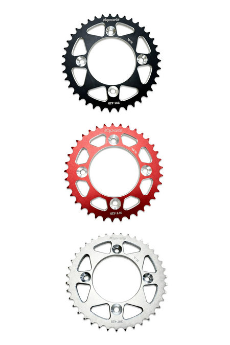 TB Aluminum Rear Sprocket - Black/Red/Silver - CRF110 - Factory Minibikes