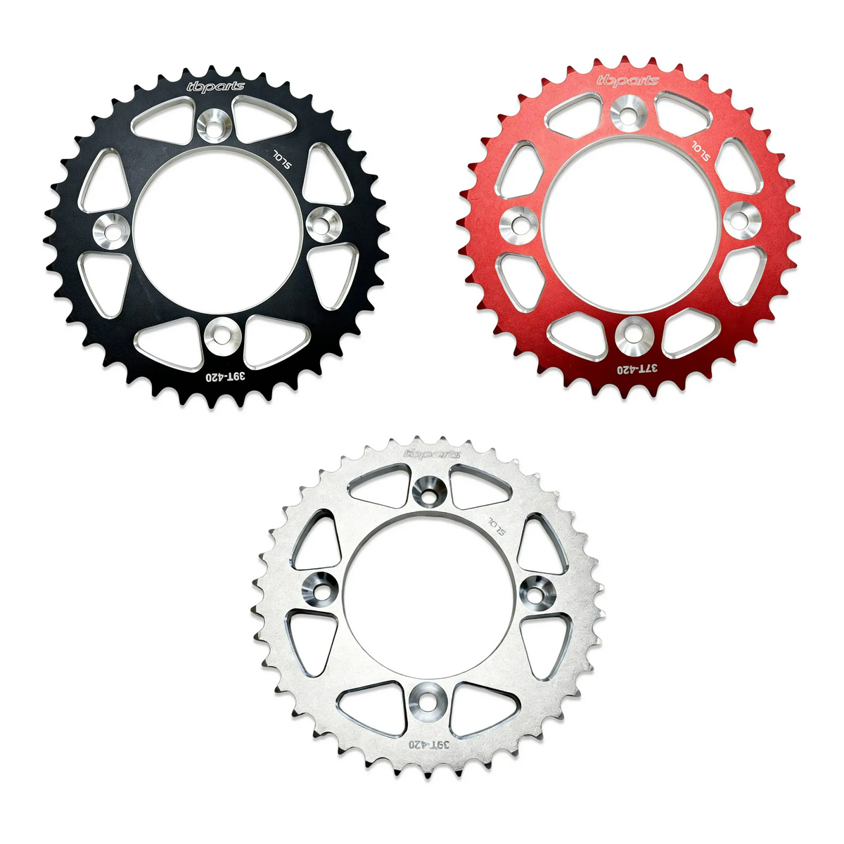 TB Aluminum Rear Sprocket - Black/Red/Silver - CRF110 - Factory Minibikes