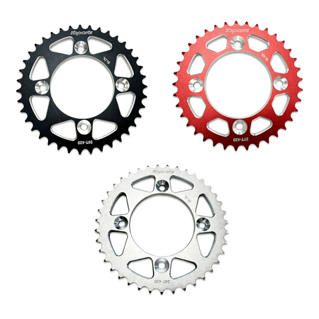 TB Aluminum Rear Sprocket - Black/Red/Silver - CRF110 - Factory Minibikes