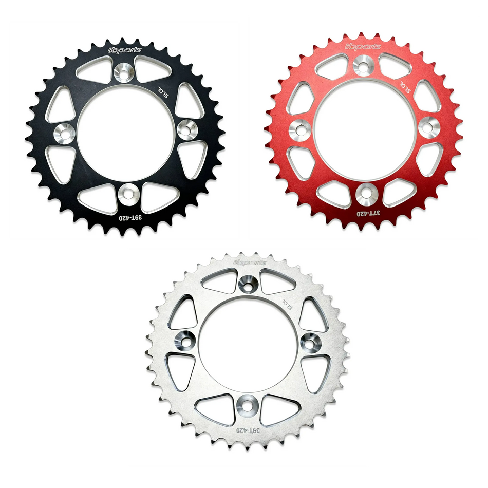 TB Aluminum Rear Sprocket - Black/Red/Silver - CRF110 - Factory Minibikes