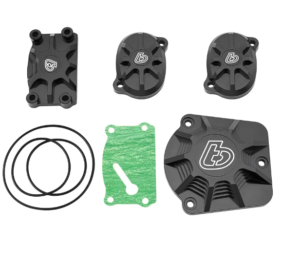 Billet V2 Race Head Cover Set - Black/Red - Factory Minibikes