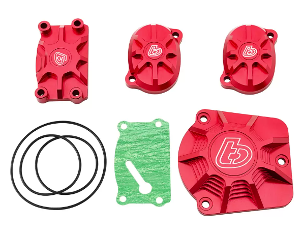 Billet V2 Race Head Cover Set - Black/Red - Factory Minibikes
