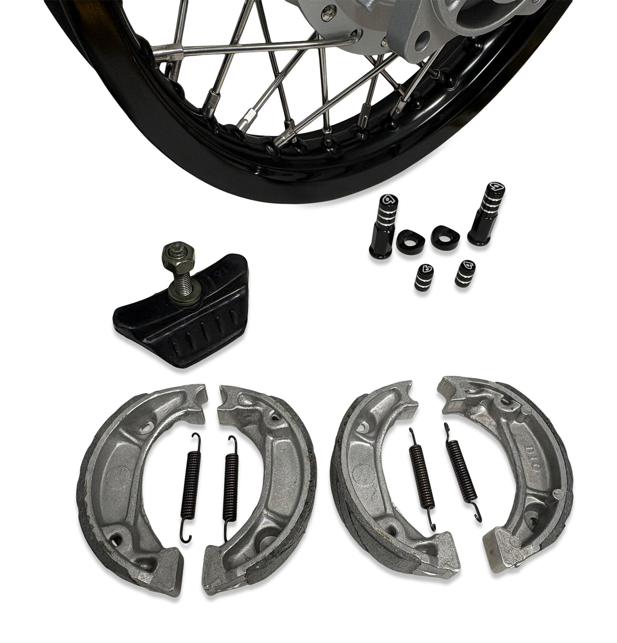 TB Forks, HD springs w/Black TiN Coated uppers, & 350# DNM Shock kit – CRF110 with wheels