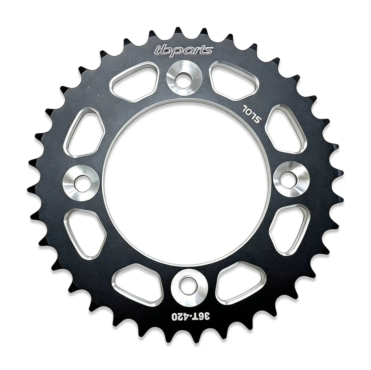TB Aluminum Rear Sprocket - Black/Red/Silver - CRF110 - Factory Minibikes