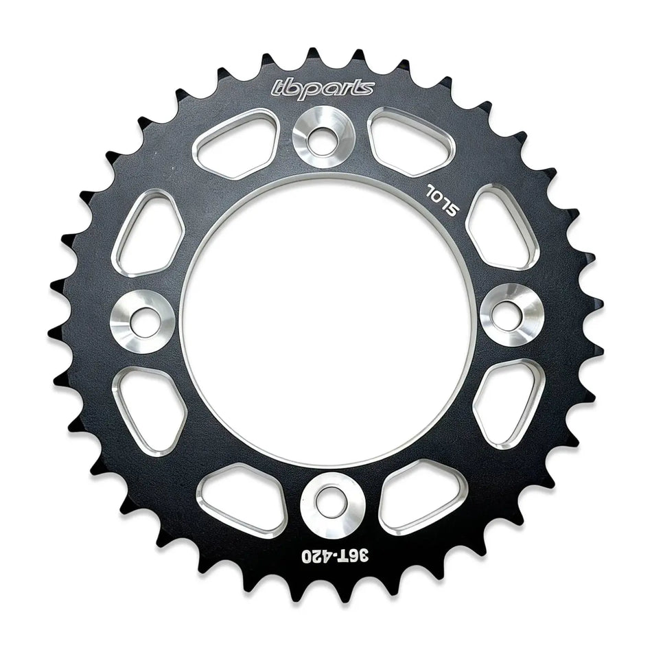 TB Aluminum Rear Sprocket - Black/Red/Silver - CRF110 - Factory Minibikes