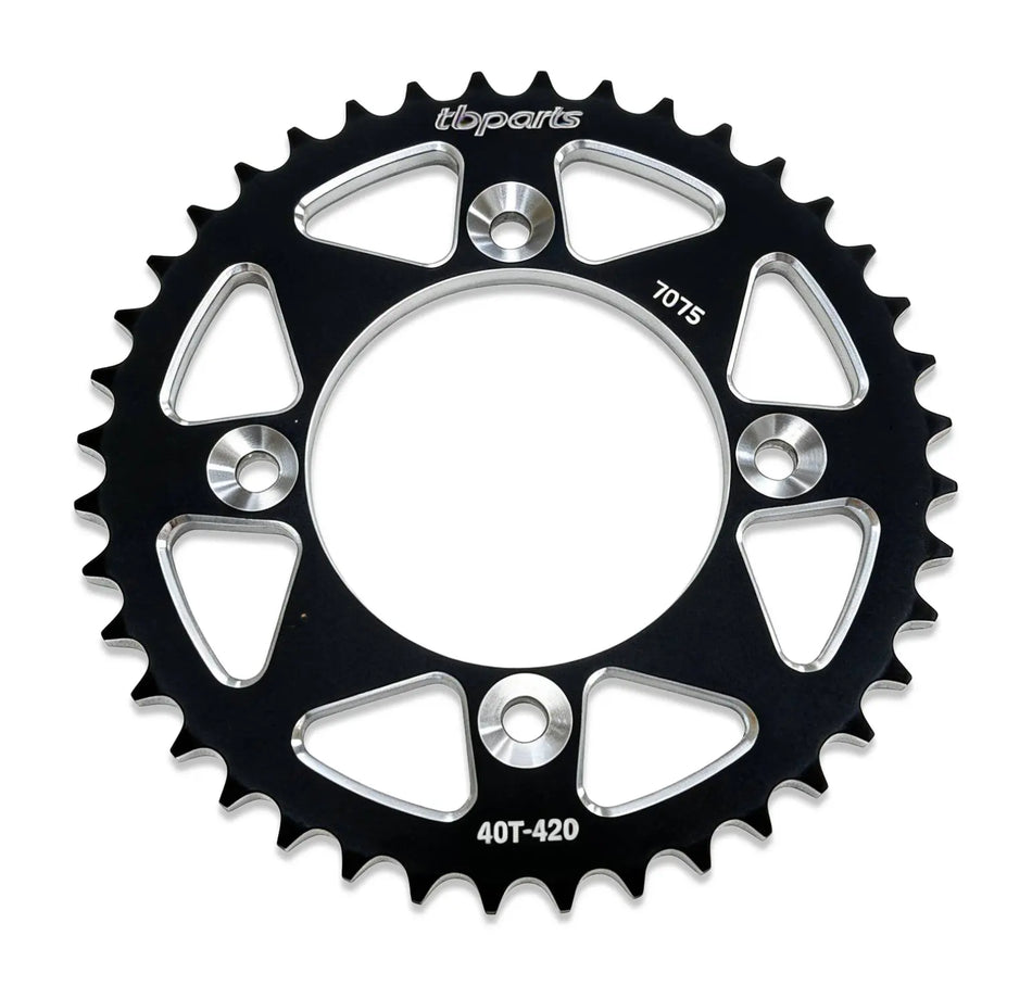 TB Aluminum Rear Sprocket - Black/Red/Silver - CRF110 - Factory Minibikes