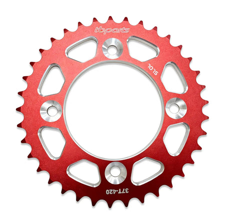TB Aluminum Rear Sprocket - Black/Red/Silver - CRF110 - Factory Minibikes