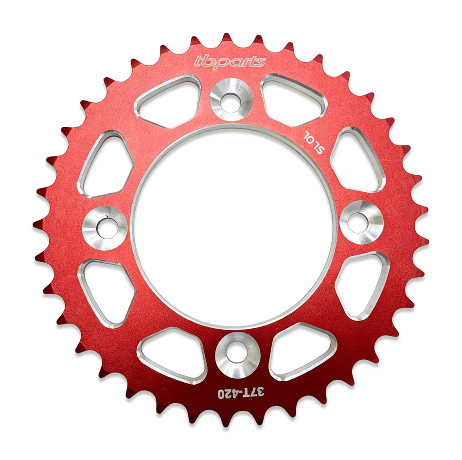 TB Aluminum Rear Sprocket - Black/Red/Silver - CRF110 - Factory Minibikes