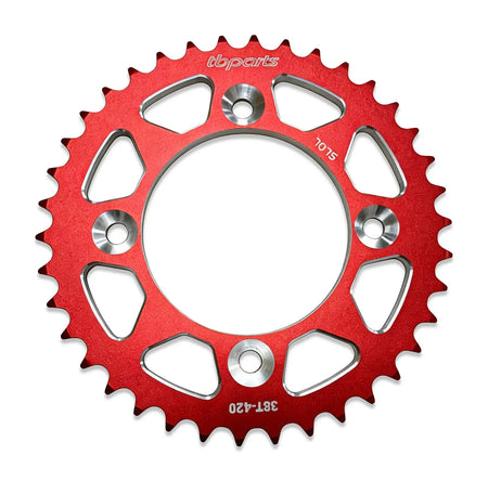 TB Aluminum Rear Sprocket - Black/Red/Silver - CRF110 - Factory Minibikes