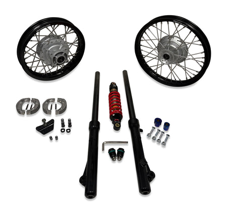 TB Forks, HD springs w/Black TiN Coated uppers, & 315# DNM Shock kit – CRF110 with wheels