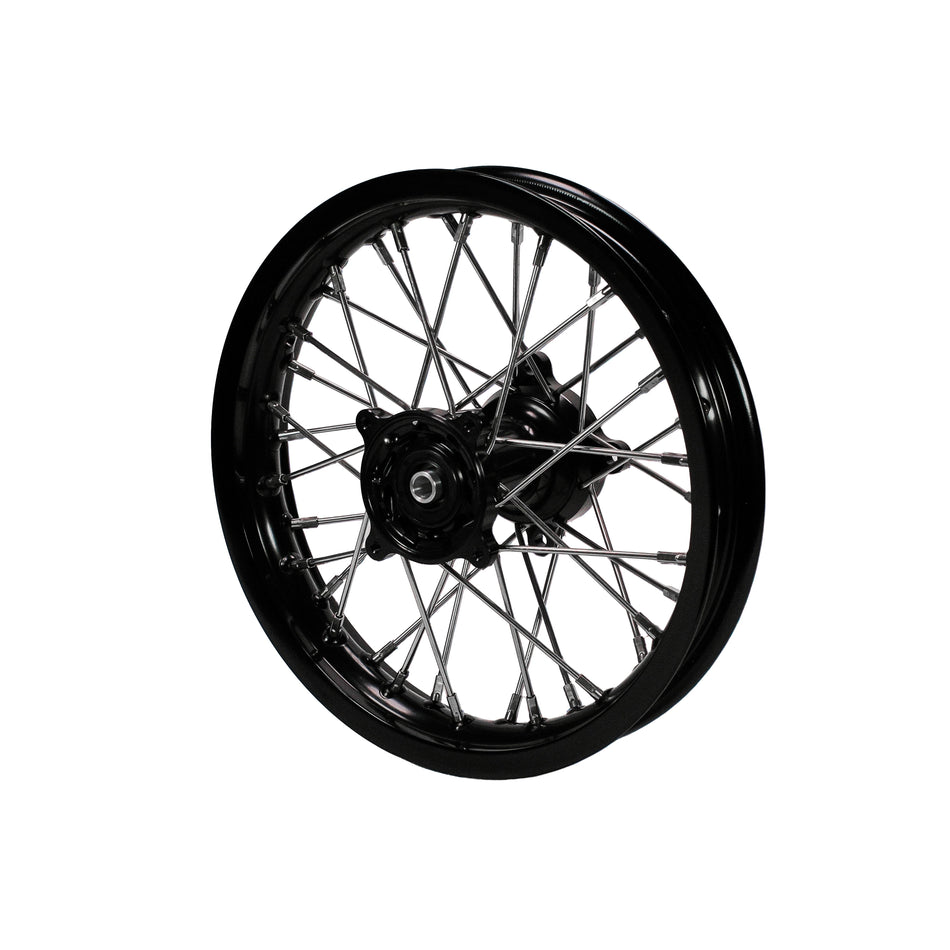 BBR Complete Rear Wheel - Black Rim 12", CNC Billet Disc Hub