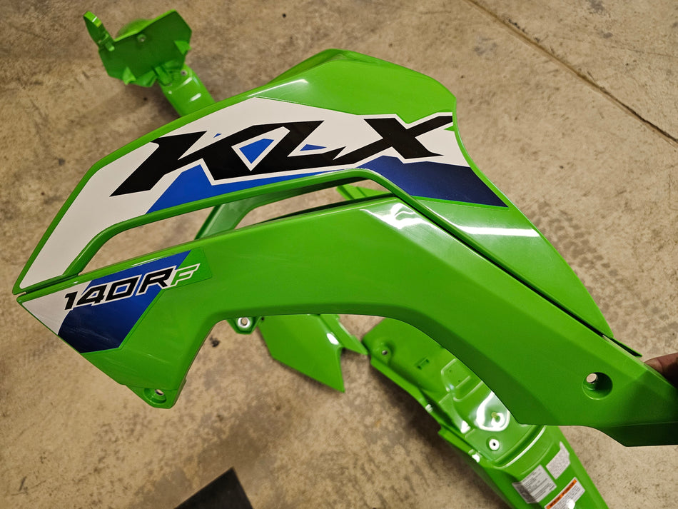 GARAGE SALE -- NEW OEM 2026 KLX140RF Green Plastics - Factory Minibikes
