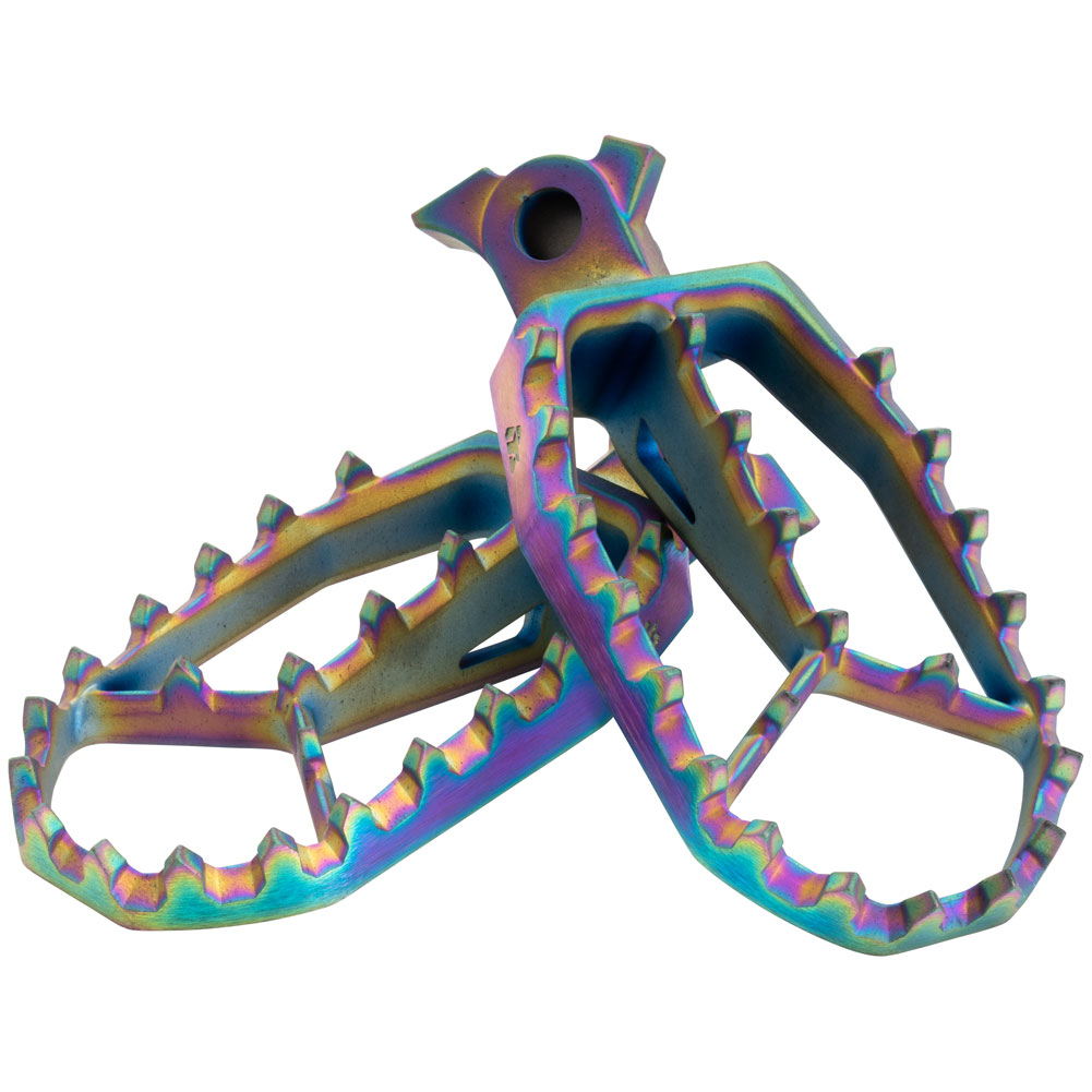 Tusk Blitz Titanium Moto Foot Pegs - Jet Fuel - YZ Style - Factory Minibikes