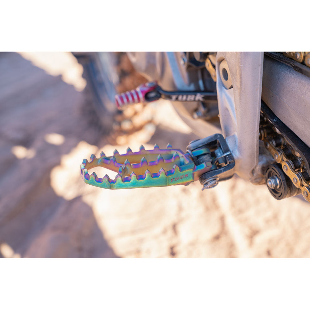 Tusk Blitz Titanium Moto Foot Pegs - Jet Fuel - YZ Style - Factory Minibikes