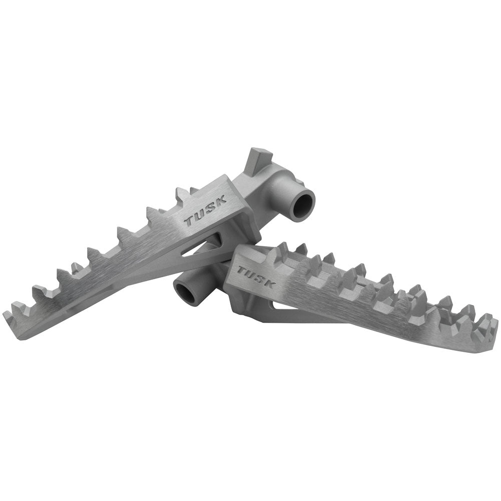 Tusk Blitz Titanium Moto Foot Pegs - Titanium Silver - YZ Style - Factory Minibikes
