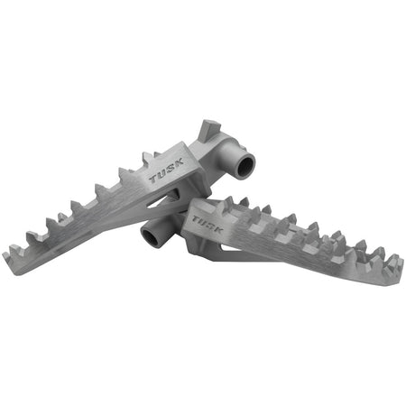 Tusk Blitz Titanium Moto Foot Pegs - Titanium Silver - YZ Style - Factory Minibikes