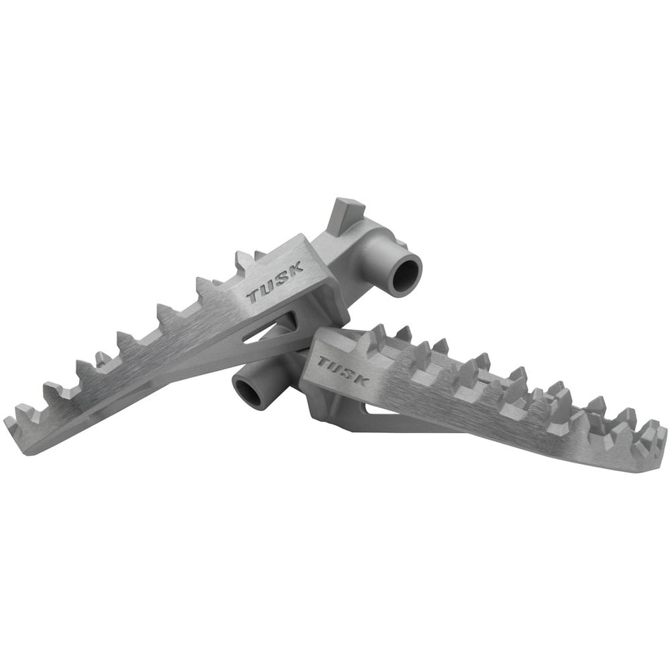 Tusk Blitz Titanium Moto Foot Pegs - Titanium Silver - YZ Style