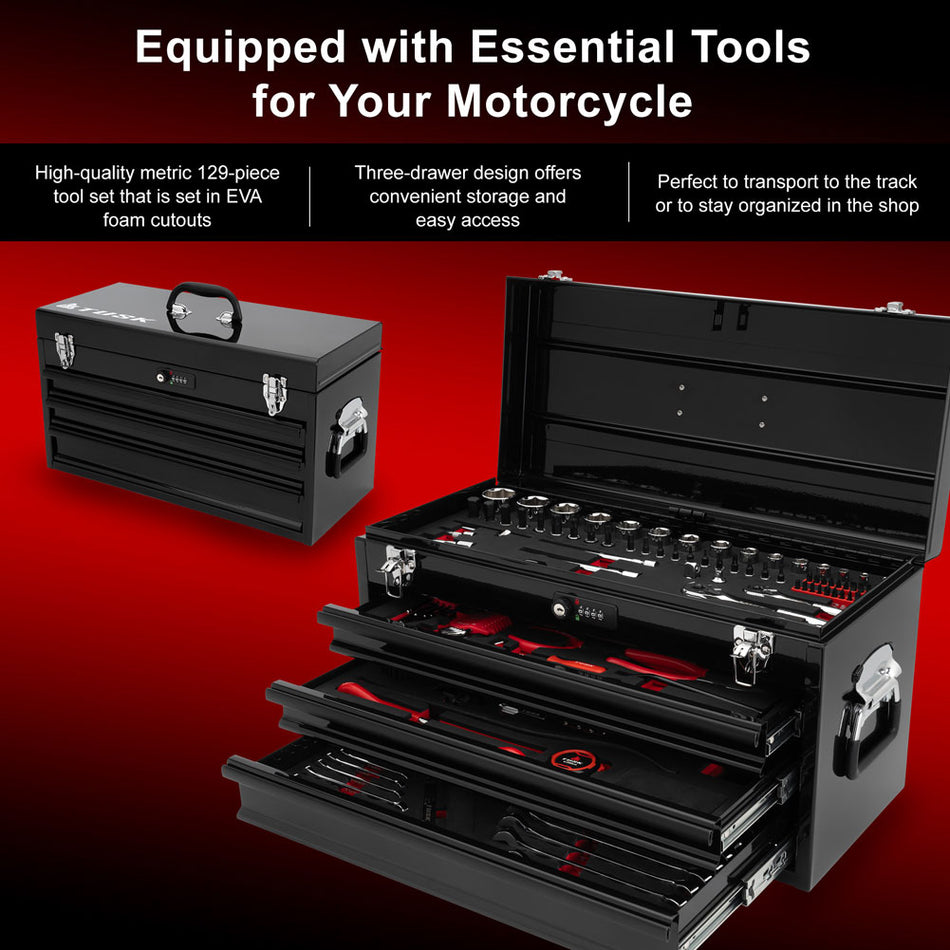 Tusk Moto Toolbox with 129-Piece Tool Set - Factory Minibikes