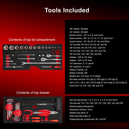 Tusk Moto Toolbox with 129-Piece Tool Set - Factory Minibikes
