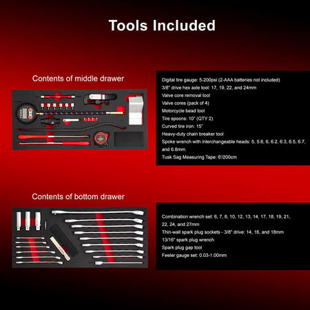 Tusk Moto Toolbox with 129-Piece Tool Set - Factory Minibikes