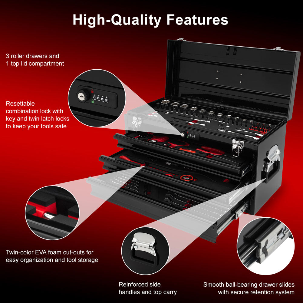 Tusk Moto Toolbox with 129-Piece Tool Set - Factory Minibikes
